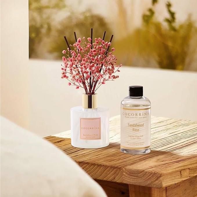 COCORRÍNA Refill - Sandalwood Rose 6.7 Fl.oz Reed Diffuser Refill with 8 Sticks - Bloomnest