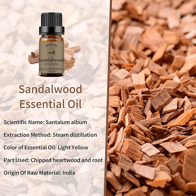 yethious Jasmine Chamomile Sandalwood Essential Oil Set Organic 100% Pure 3 Pack Chamomile Essential Oils for Aromatherapy & Diffuser - Bloomnest