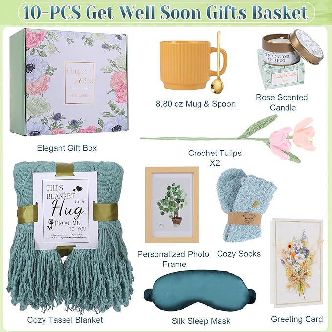 Gifts for Women Get Well Soon Gifts Self Care Package Feel Better After Surgery Sympathy Gift Baskets Thinking of You Gifts Healing Blanket Birthday Gifts for Women Mom Sister Daughter Best Friend - Bloomnest
