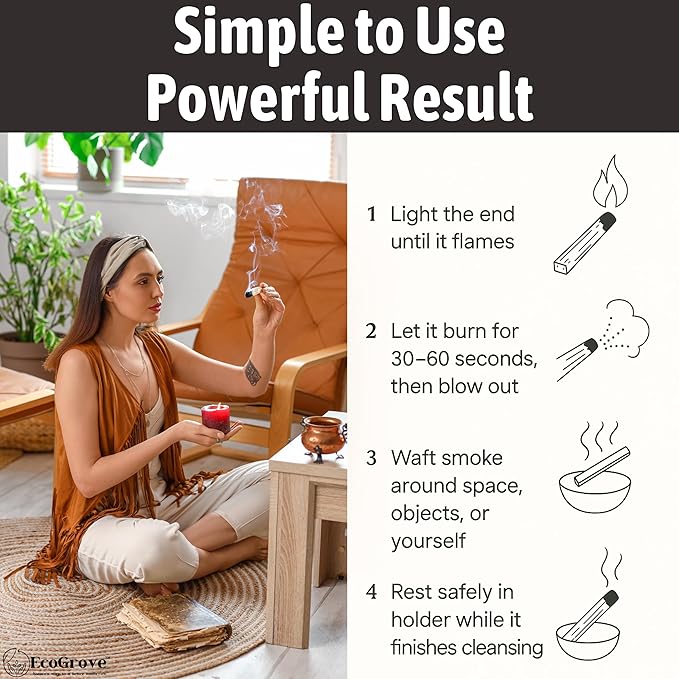 Palo Santo Sticks Bulk – 15 Pack Premium Palo Santo Stick from Ecuador | Authentic Palo Santo Wood Stick & Incense for Smudging, Meditation, Cleansing | Sustainable Palosanto EcoGrove