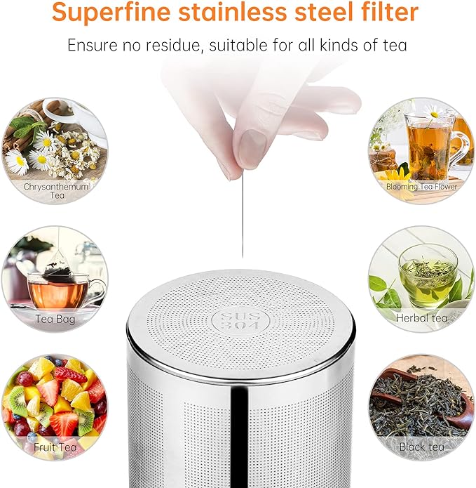 Glass Teapot, 40oz/1200ml Tea Pot with Removable Infuser for Loose Tea, Stovetop Safe Borosilicate Glass Tea Kettle with Strainer and Lid, Hand Crafted Clear Teapot with Scale Line, Tea Brewer Guide - Bloomnest