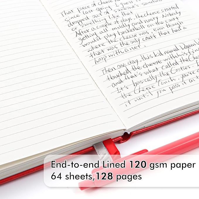 24 Pack Journal Notebook for Work, Feela Business Notebook Bulk Hardcover Lined Writing Journal with Pen Holder for Men Women Note Taking, with 24 Black Pens, 120 GSM, 5.1”x8.3”, A5, Red - Bloomnest