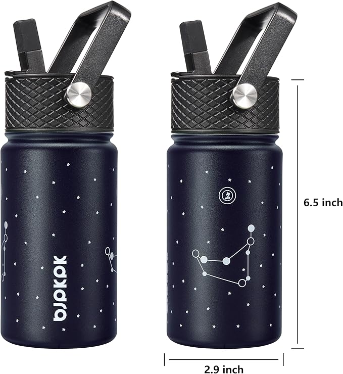 BJPKPK Water Bottle with Straw Lid, 15 oz Insulated Water Bottle, Stainless Steel Metal Water Bottles, Reusable Leak Proof BPA Free Thermo, Flask, Cups,Constellation-Capricornus - Bloomnest
