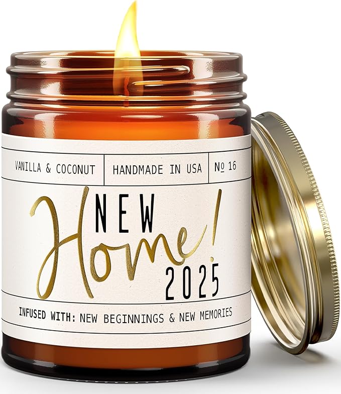House Warming Gifts New Home, Housewarming Gifts New Home 2025' Soy Candle, w/Vanilla, Coconut & Vetiver I for New House I 9oz Jar, 50Hr Burn, Made in USA - Bloomnest
