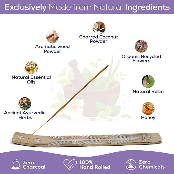 Satya Lavender Incense Sticks, Satya Bng (Bangalore) Insenses 15gmx3 Pack (45 GMS) with Raajsee Incense Holder Bundle, Satya Nagchampa Natural Incense - Bloomnest