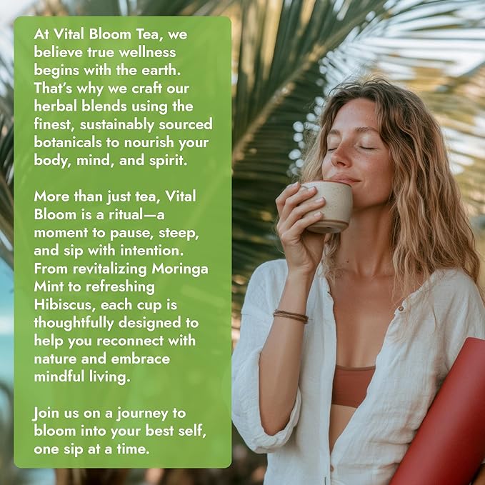 Vital Bloom Mullein Leaf Tea, 120 Tea Bags, 100% Pure Mullein Leaves, support for Lungs Cleanse and Respiratory Support, Bleach Free Tea Bags, Non GMO (Free Tongs Included) - Bloomnest