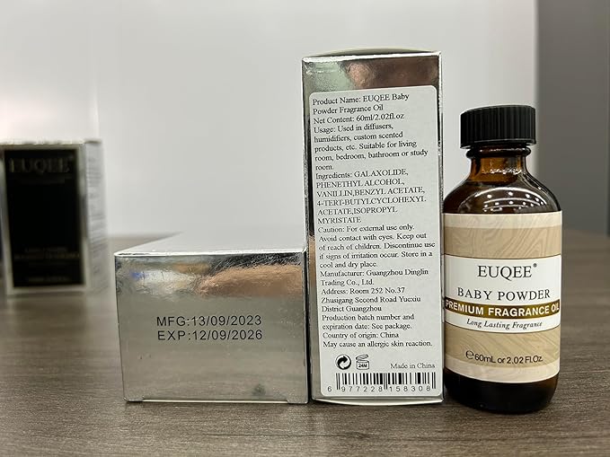 EUQEE Baby Powder Fragrance Oil Premium Fragrance Essential Oil 60ml with Glass Dropper for Aromatherapy, Candle Making, DIY Bath Bombs(2.02 Fl oz) - Bloomnest
