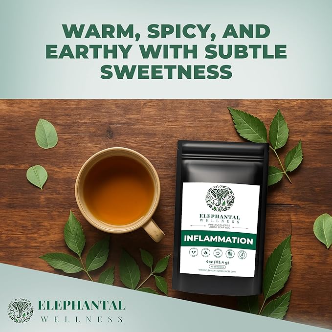 Elephantal Wellness Premium Inflammation Herbal Tea | Comfort & Mobility Blend with Turmeric, Boswellia, White Willow Bark & Ginger | Handmade, Non-GMO, Caffeine-Free Loose Leaf, 4oz, 40 Servings - Bloomnest