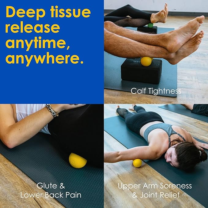 Rodo 2-in-1 Soft Peanut & Lacrosse Ball Roller | Deep Tissue Massage Tool for Fascia, Plantar Fasciitis, HIPS & Back | Mobility & Recovery Roller | Compact, Travel-Friendly, Pilates, Therapy Ready - Bloomnest