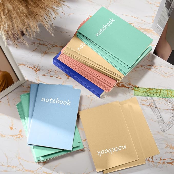 Mimorou 100 Pcs Journals Notebooks Bulk - Kraft Softcover A5 Small Notebooks 5.5 Inch x 8.3 Inch Notepads with 60 Page 30 Sheet for Writing Sketch Travel Office Supplies(Bright Color,Lined) - Bloomnest
