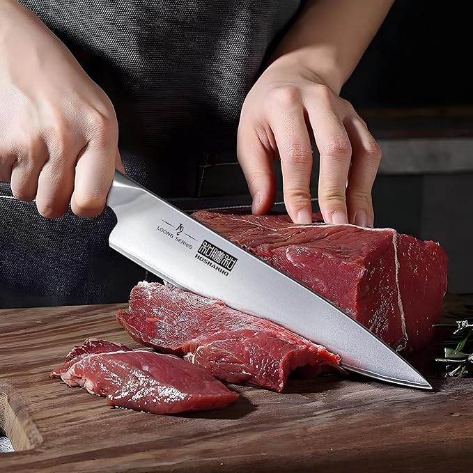 HOSHANHO 8-Piece Kitchen Knife Set, Japanese High Carbon Super Steel Knife Sets with Block, Professional Ultra Sharp Chef Knife Set with Scissors - Bloomnest