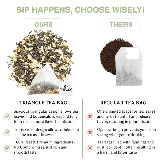 BREWIX, Jasmine Green Tea (25 Pyramid Tea Bags) | High Grown Green Tea from Himalayas with Jasmine | Caffeinated Tea Loose Leaf | High Elevation Grown - Bloomnest