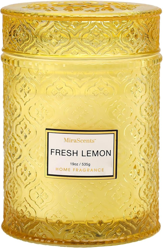 Lemon Scented Candles, 19oz Aromatherapy Candles Gifts for Women, Yellow Luxury Large Decorative Candles in Glass, Natural Soy Wax for Home - Bloomnest