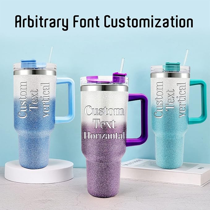Personalized Tumblers with Names, Custom 40oz Insulated Stainless Steel Travel Mug Coffee Cups with Handle and Straw Lid, Personalized Gifts for Birthday Anniversary Women Men Him Her - Bloomnest