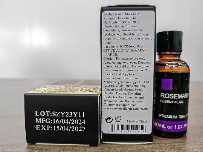 Rosemary Essential Oil 30ML/1.01FL.OZ, MAYJAM Premium Rosemary Oil Essential Oils with Glass Dropper, Great for Aromatherapy Diffuser and Candle Making - Bloomnest