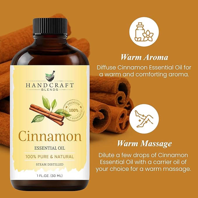 Handcraft Blends Cinnamon Essential Oil – 1 Fl Oz – 100% Pure and Natural – Premium Grade Essential Oil for Diffuser and Aromatherapy, Skin, Massage, Candle and Soap Making Fragrance - Bloomnest