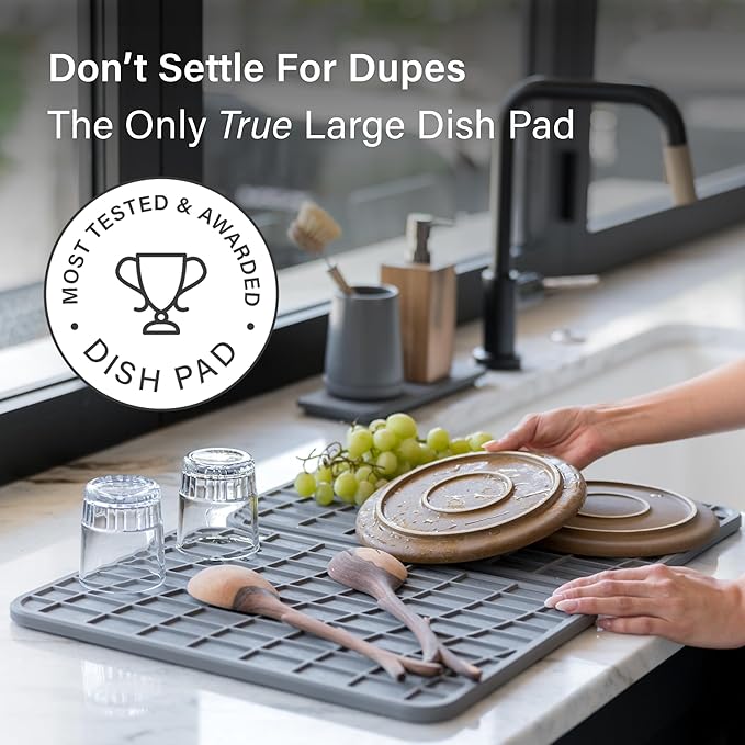 Dorai Home Dish Pad - Diatomaceous Earth Stone Drying Mat for Kitchen Counter - Quick Drying -Stone Dish Drying Mat for Kitchen - (24.6" x 16.5") - Bloomnest