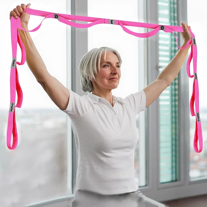 Stretching Strap Yoga Strap with 10 Loops, Non-Elastic Stretch Band for Physical Therapy, Flexibility, Exercise, Pilates, Dance & Gymnastics Workout - Bloomnest