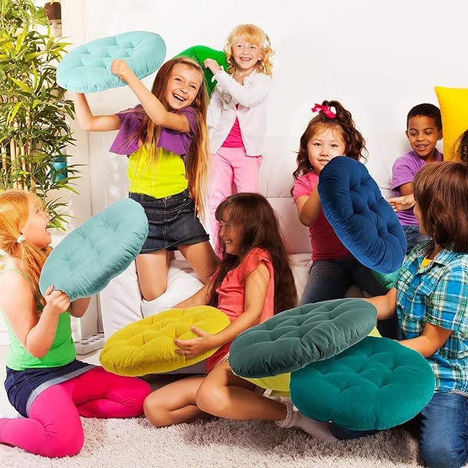 Fumete 12 Pcs Floor Pillows Cushions Seating 16 x 16 Inches Color Round Seat Reading Floor Chair Cushions for Kids Adults Classroom Home School Playing Supplies(Multicolor) - Bloomnest