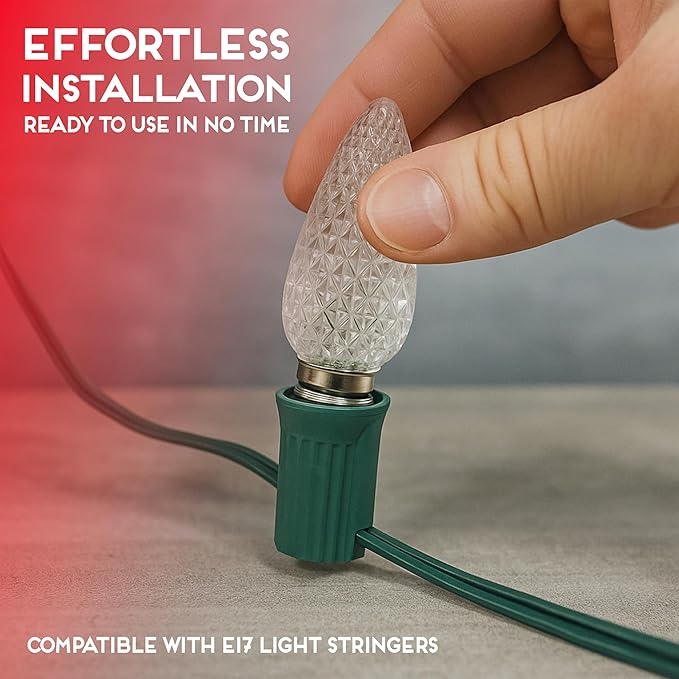 HLO Lighting Set of 25 Red C9 Faceted LED Christmas Light Bulbs for Indoor & Outdoor Use | Durable Replacement Bulb - Bloomnest