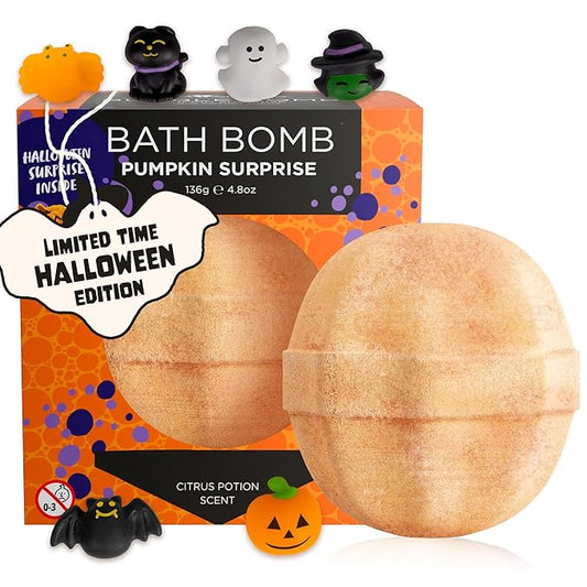 Halloween Bath Bombs for Kids with Surprise Halloween Toys Inside - Large Pumpkin Bath Bombs for Kids, Boys & Girls – Spooky Boo Basket Stuffers for Kids - Made in USA Bubble Bomb by Two Sisters - Bloomnest