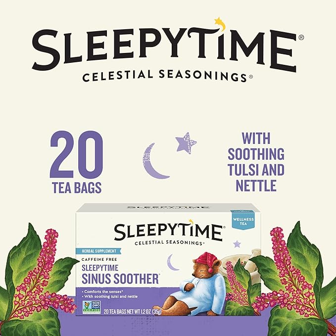 Celestial Seasonings Sleepytime Tea - Wellness Sinus Soother, Caffeine Free - 20 Tea Bags Box - Bloomnest