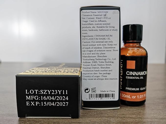 Cinnamon Essential Oil 30ml/1.01fl.oz, MAYJAM Premium Cinnamon Oils with Glass Dropper, Perfect for Diffusers Home Office Use - Bloomnest