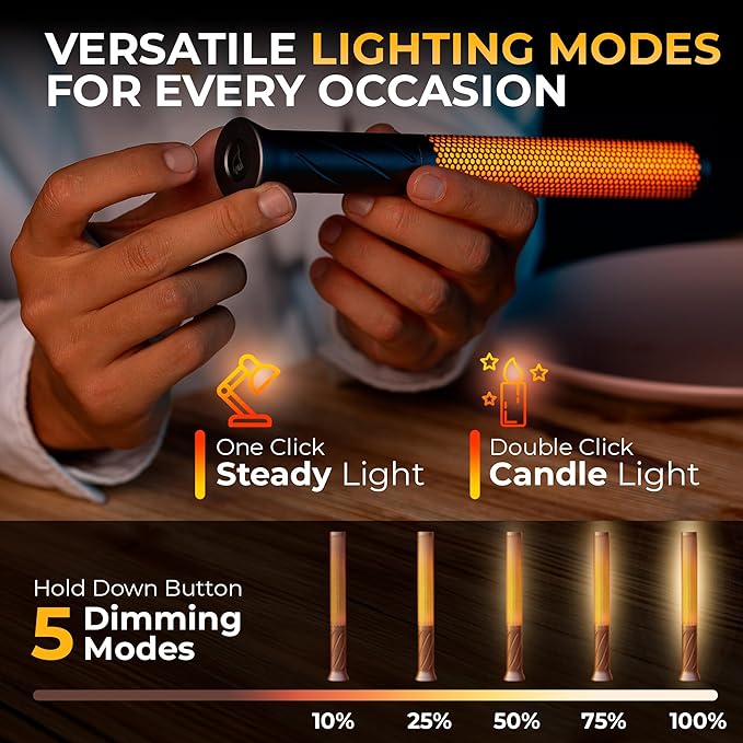 LED Candle Light, Cordless Table Lamps, Bedside Lamps w/2 Modes, Rechargeable Candlestick, Modern Table Lamp w/2600 mAh Battery, nightstand lamp, Bedroom lamp - Bloomnest