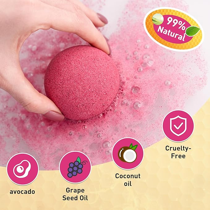 48 Natural & Organic Bath Bombs for Women and Kids, Rich in Essential Oils, Relaxation and Stress Relief, BathBombs Gift Set for Mothers Day, Christmas, Valentines Day & Birthday - Bloomnest