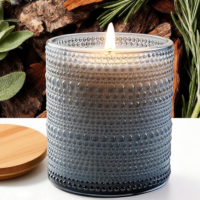 Mid Summer's Night Scented Candle with Lid, 60+ Hours Musk, Patchouli, Sage Jar Candle Aromatherapy Candle for Home, Soy Wax Cotton Fiber Wicks, Giftable - Bloomnest