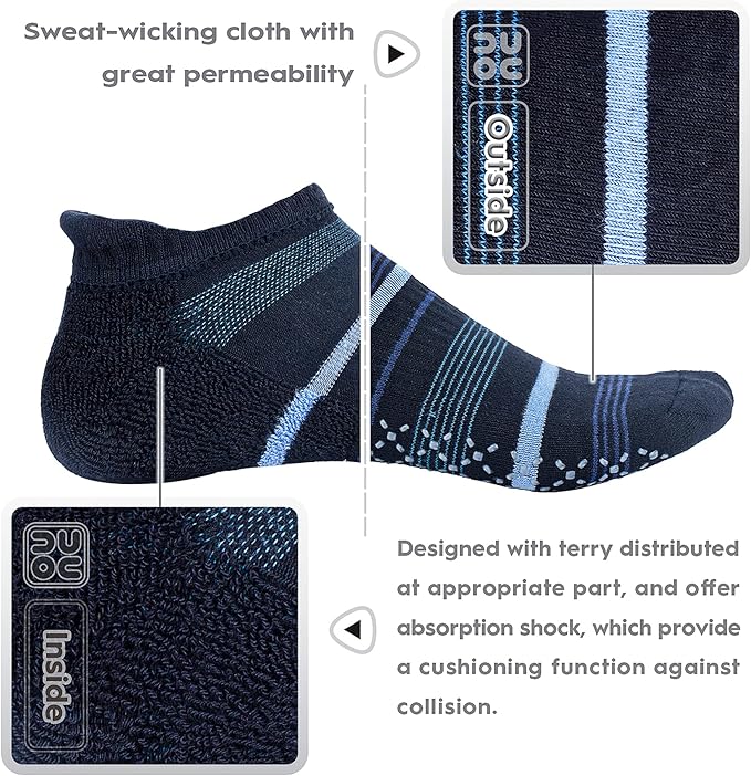 unenow Unisex Non Slip Grip Socks with Cushion for Yoga Pilates Barre Home & Hospital - Bloomnest