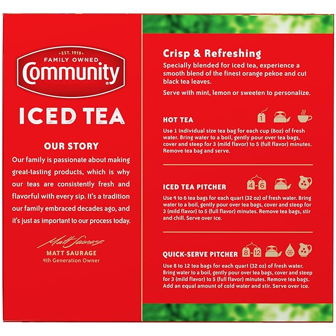 Community Coffee Orange Pekoe Cut Black Tea, 100 Individual Size Tea Bags (Pack of 1) - Bloomnest