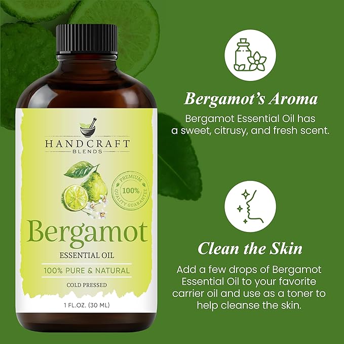 Handcraft Blends Bergamot Essential Oil – 1 Fl Oz – 100% Pure and Natural – Premium Grade Essential Oil for Diffuser and Aromatherapy, Skin, Massage, Candle and Soap Making Fragrance - Bloomnest