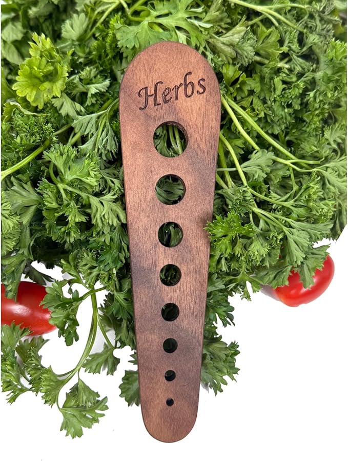 Herb Stripper Wooden Vegetable Leaf Remover Kitchen Tool Cooking Gifts for Chefs, Cooks and Gardeners (Walnut Wood) - Made in The USA - Bloomnest