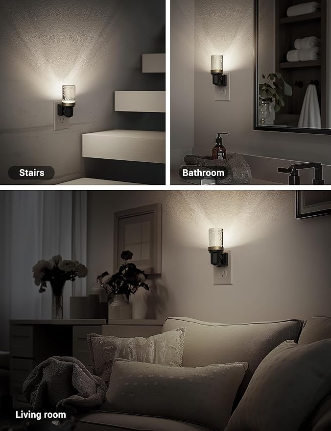 JandCase Night Light, Dimmable Night Lights Plug into Wall, Auto On/Off Light Sensor Nightlight, 5000K Daylight White 0-100LM Brightness LED Night Light, Bathroom Hallway Bedroom Decoration - Bloomnest