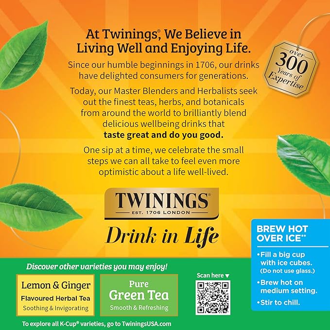 Twinings Decaffeinated Green Tea K-Cup Pods for Keurig, 24 Count (Pack of 1), Smooth Flavour, Enticing Aroma, Enjoy Hot or Iced - Bloomnest
