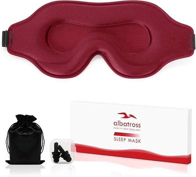 Sleep Eye Mask for Men Women, Lash Extensions 3D Sleeping Mask, Travel Blackout Night Blindfold Eye Shade Cover with Adjustable Strap (Red-3D) - Bloomnest