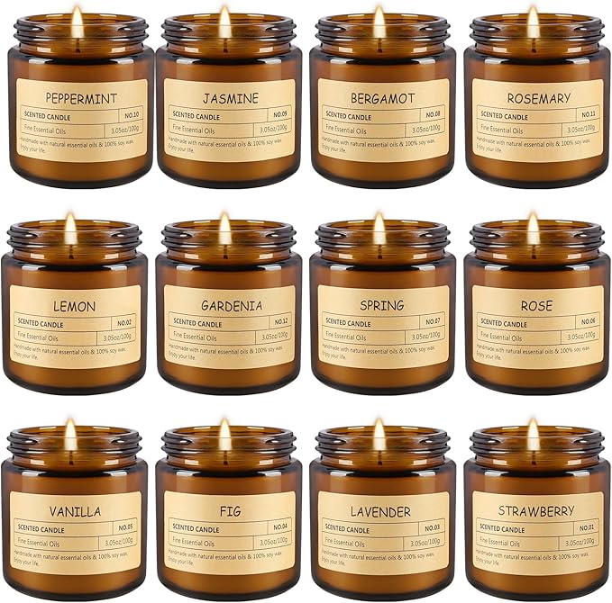 12 Pcs Scented Candles with Added Natural Essential Oils, 3.05oz, Suitable for Various Festivals, Parties, Yoga, and Home Scene. - Bloomnest
