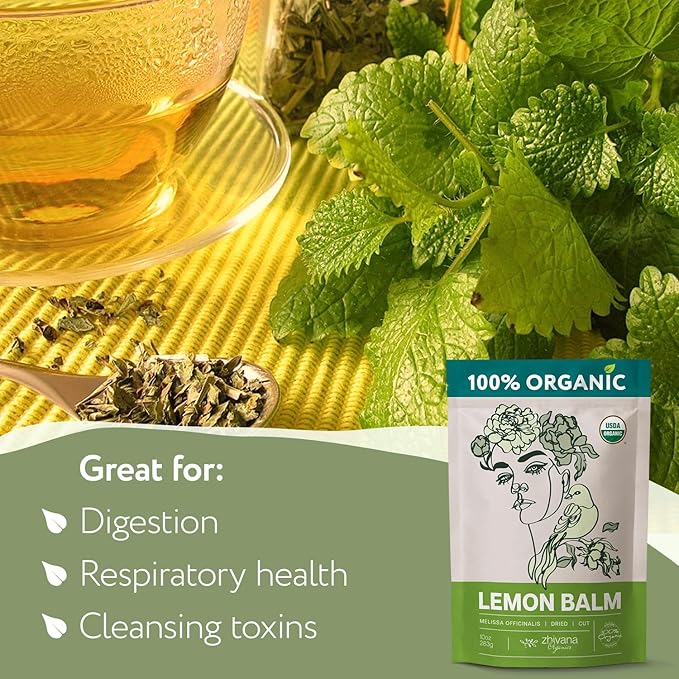 Melissa Tea Organic (10oz.) - Lemon Balm Tea Organic Loose Leaf - Te de Tolonjil - Natural Support for Anti-Stress, Sleep, Blood Pressure, Digestion - Bloomnest