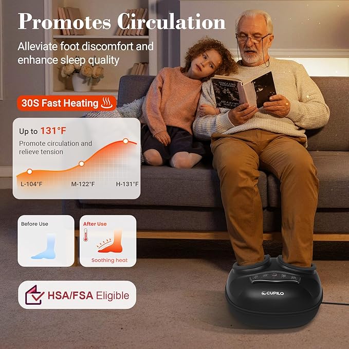 FSA Eligible Foot Massager with Heat - Kneading Feet Massager for Plantar Fasciitis,Neuropathy,Shiatsu Foot Massager with Compression,Gifts for Women Men
