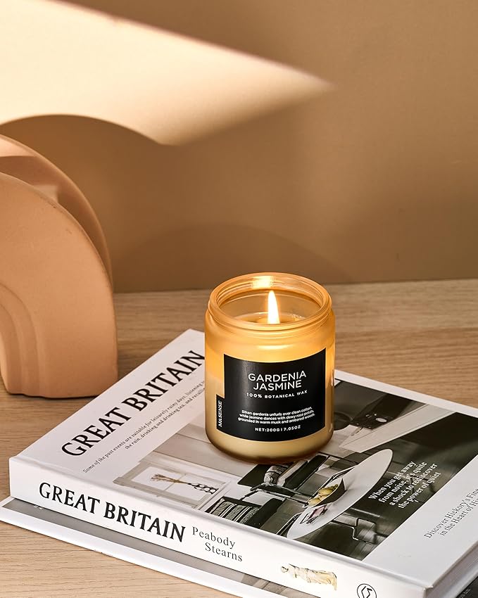 M&SENSE Gardenia Jasmine Scented Candle, 50 Hours Slow Burning Clean Non Toxic 7.05oz 2 Wicks Highly Scented Aromatherapy Candle for Housewarming Gifts, Long Lasting Fragrance for Bath & Office - Bloomnest