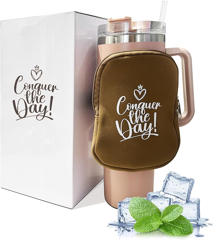 Premium 40 oz Tumbler with Handle - Inspirational Design, Includes Convenient Carry Bag, Ideal for Outdoor Activities and Daily Use, Durable and Stylish - Bloomnest