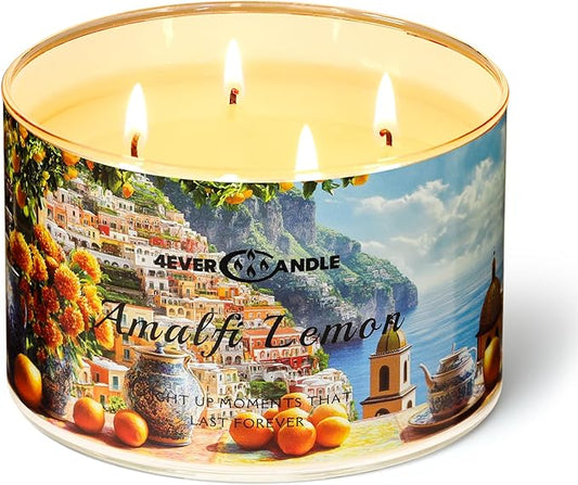 4-Wick Scented Candle - 18oz Soy Wax Blend Candle Over 50Hrs Long-Lasting Fragrance, Home Decor and Housewarming Gifts, Amalfi Lemon - Bloomnest