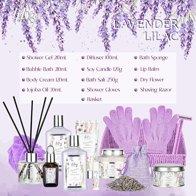 Valentines Day Gifts Basket Set for Women - 15-Piece Bath & Body Gift Set, Spa Gift Basket, Bath Collection | Birthday, Mothers Day Gifts for Mom, Christmas Gift, Perfect Present for Her & Mom