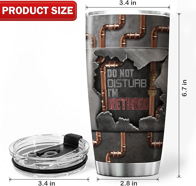 Do Not Disturb Im Retired Plumber Gifts For Men Stainless Steel Tumbler 20 Oz Funny Gag Gift For Husband Retirement Things For Plumbers Insulated Cup Plumbing Themed Gifts - Bloomnest