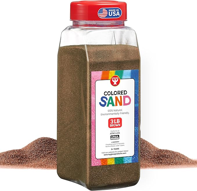 Hygloss Colored Sand for Crafts – 3 lb Bottle, Brown – Vibrant Colorful Fine Sensory Play Sand Art Kits for Kids – Classroom Activities for Children 3 4 5 6 7 8 9 10 11 12 – Safe for Ages 3+ - Bloomnest