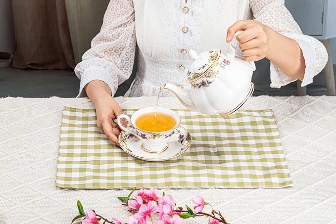 Ceramic Tea Pot, English Vintage Decorative Porcelain Teapot For Tea Parties 28 Oz - Bloomnest