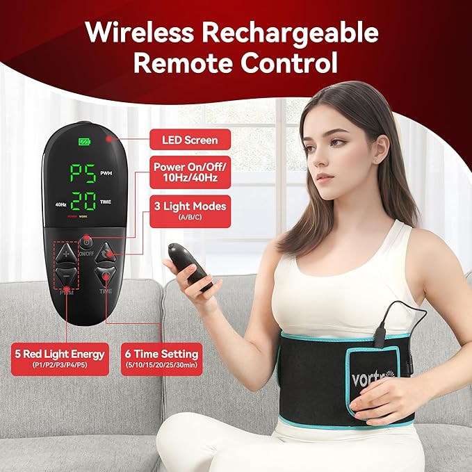 Red Light Therapy Belt, Infrared Red Light Therapy for Body, Waist and Back, Upgraded 150 LEDs 660nm & 850nm Infrared Light Therapy Device, Adjustable & Portable for Relief and Relaxation VortroRedLightTherapy