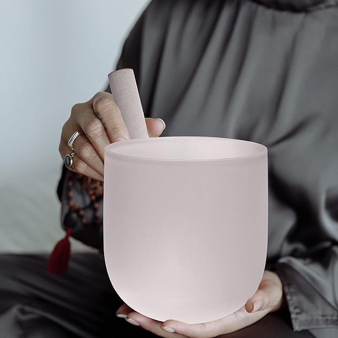 TOPFUND 10 inch G Note 440hz Quartz Crystal Singing Bowl Throat Chakra Meditation Sound Healing