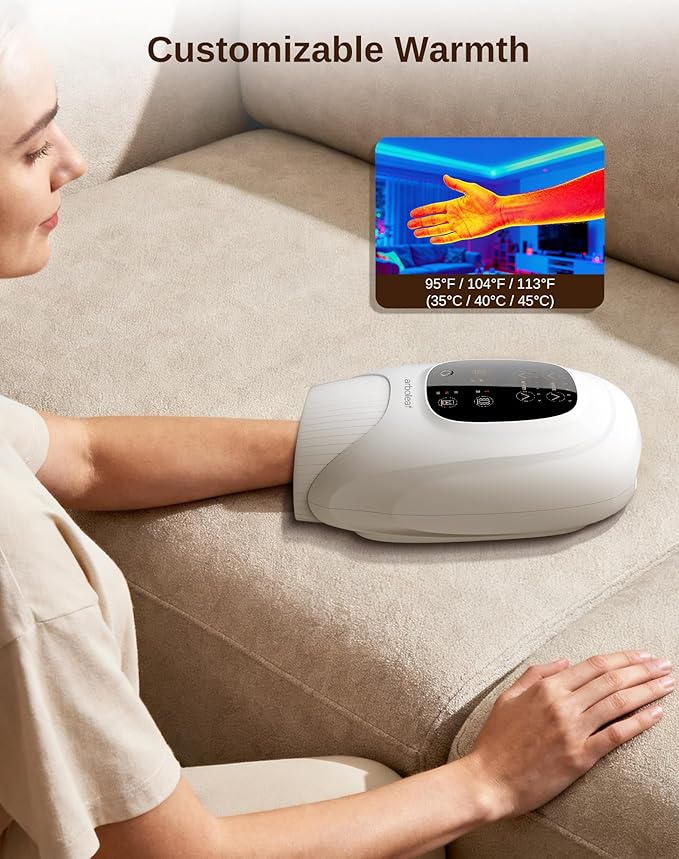 arboleaf Hand Massager with Heat and Compression, Gifts for Women Men Mom Dad, 6 Modes and 3 Heating Options, Cordless & Powerful Hand Massager for Finger, Wrist, Palmand Lower Forearm - Bloomnest